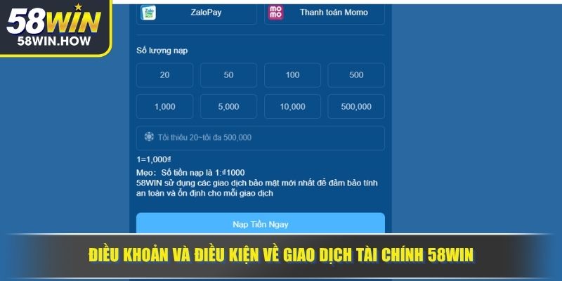 Điều khoản và điều kiện về giao dịch tài chính 58WIN