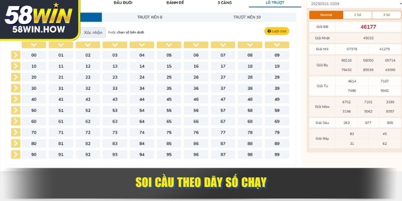 Soi cầu theo dãy số chạy